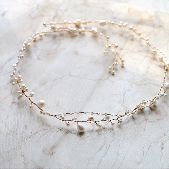 Wire & Pearl Bridal Halo - Picture 4 of 6